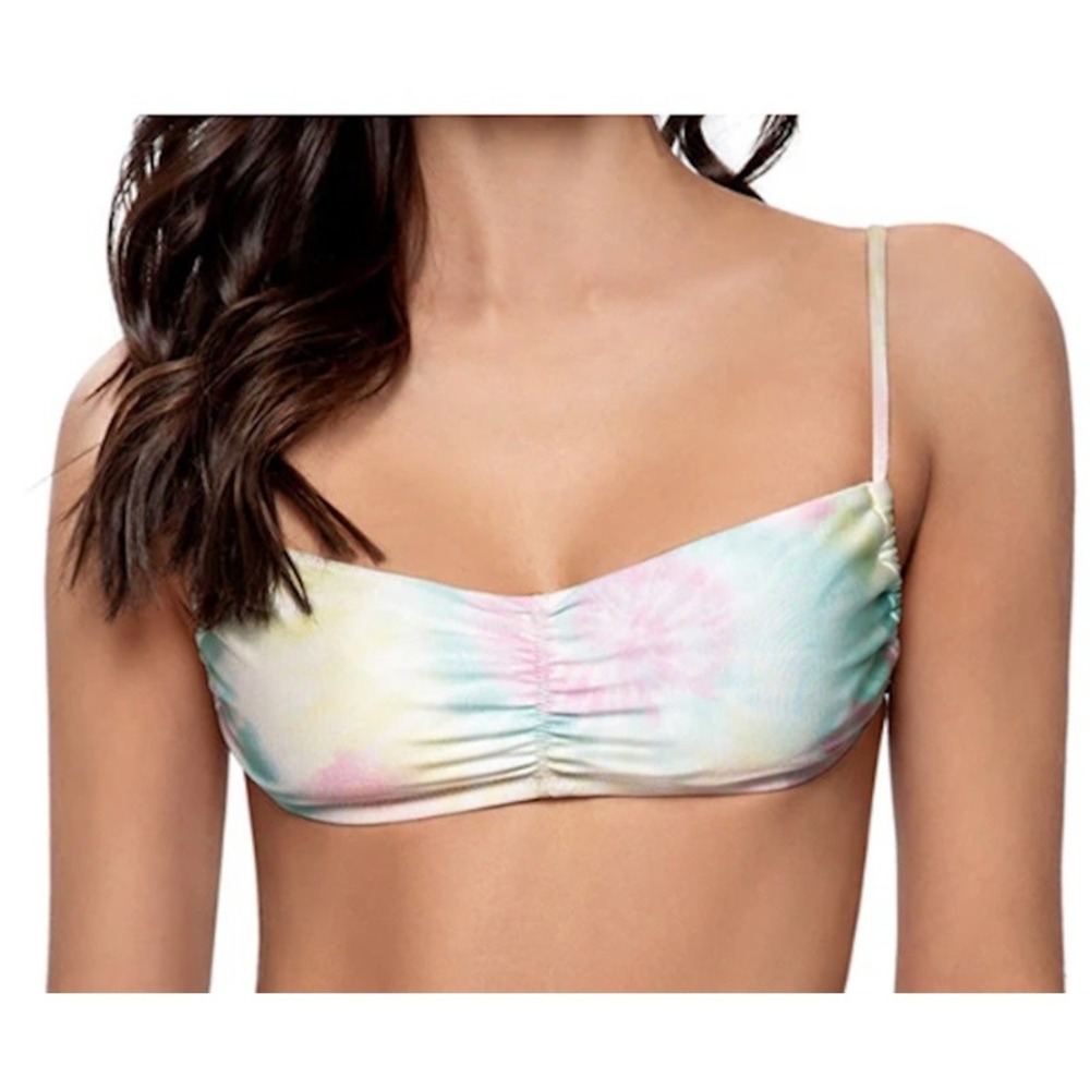 NWT Pilyq UTO Luna M Ruched Scoop Utopia Bikini Swim Top 121010
